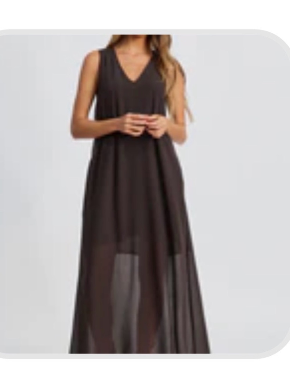 Sleeveless Apero Kyro Chiffon Midi Dress in Espresso (nursing/maternity) - Picture 4 of 6